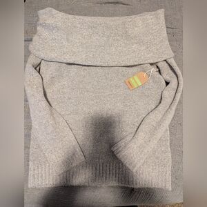 Forever 21 Light Gray Off The Shoulder Sweater